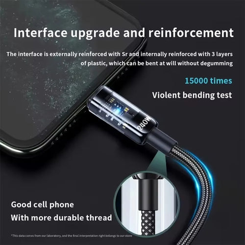 240W Nylon USB Type C Super Fast Charging Cable For Samsung Xiaomi Huawei Honor LED Digital Display USB C Charger Data Cord